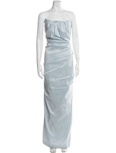 Pre-owned Rachel Gilbert Strapless Long Dress W/ Tags In Blue
