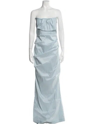 Pre-owned Rachel Gilbert Strapless Long Dress W/ Tags In Blue