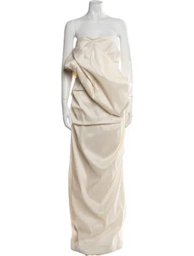 Pre-owned Rachel Gilbert Strapless Long Dress W/ Tags In Neutrals