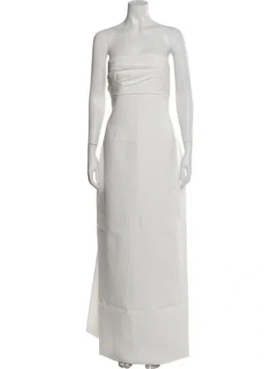 Pre-owned Rachel Gilbert Strapless Long Dress W/ Tags In White