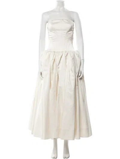 Pre-owned Rachel Gilbert Strapless Long Dress In White