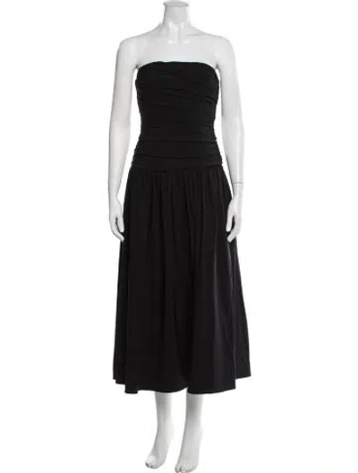 Pre-owned Rachel Gilbert Strapless Midi Length Dress In Black