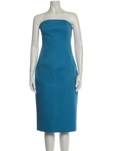Pre-owned Rachel Gilbert Strapless Midi Length Dress In Blue