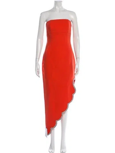 Pre-owned Rachel Gilbert Strapless Midi Length Dress In Orange