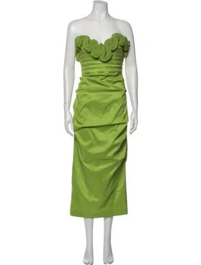 Pre-owned Rachel Gilbert Strapless Midi Length Dress W/ Tags In Green