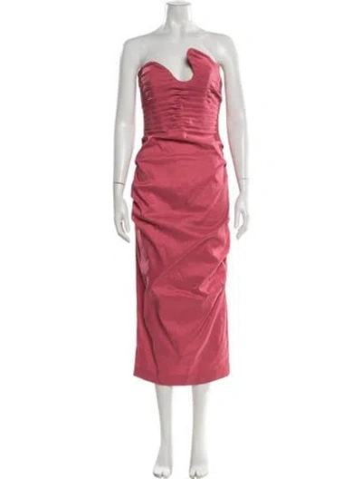 Pre-owned Rachel Gilbert Strapless Midi Length Dress W/ Tags In Pink