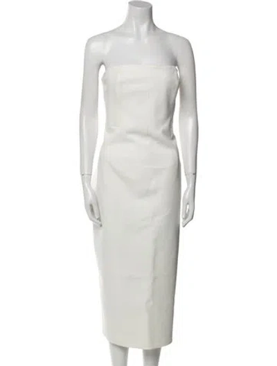 Pre-owned Rachel Gilbert Strapless Midi Length Dress In White