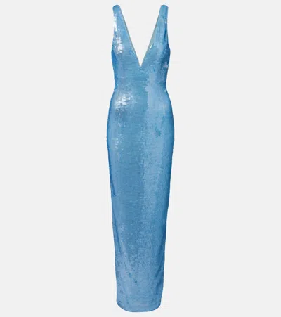 Rachel Gilbert Tamzin Sequined Midi Dress In Blue