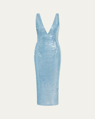 Rachel Gilbert Tamzin Sequined Sleeveless Column Midi Dress In Blue