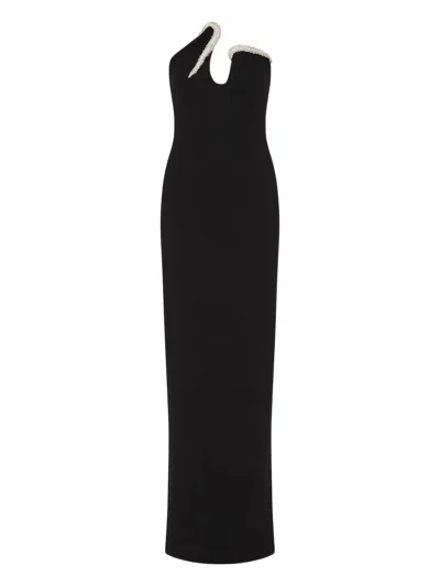 Rachel Gilbert Tessa Embellished Strapless Maxi Gown In Black
