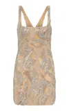 Rachel Gilbert Toulouse Crystal Embellished Tulle Mini Dress In Silver