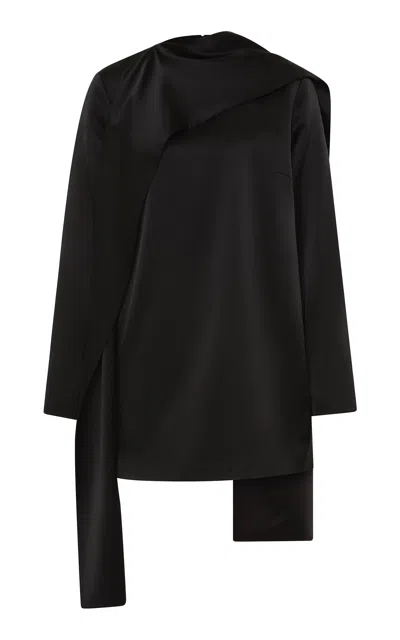 Rachel Gilbert Vista Silk-blend Draped Mini Dress In Black