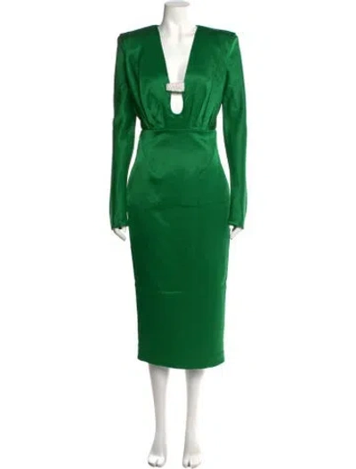 Pre-owned Rachel Gilbert V-neck Knee-length Dress W/ Tags In Green