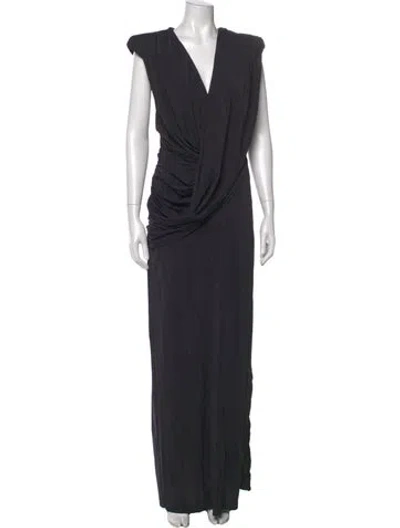 Pre-owned Rachel Gilbert V-neck Long Dress In Black