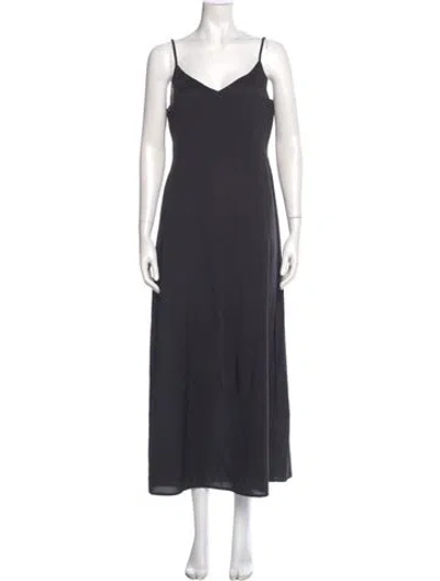 Pre-owned Rachel Gilbert V-neck Long Dress In Gray