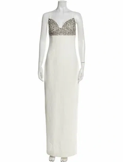 Pre-owned Rachel Gilbert V-neck Long Dress In Neutral