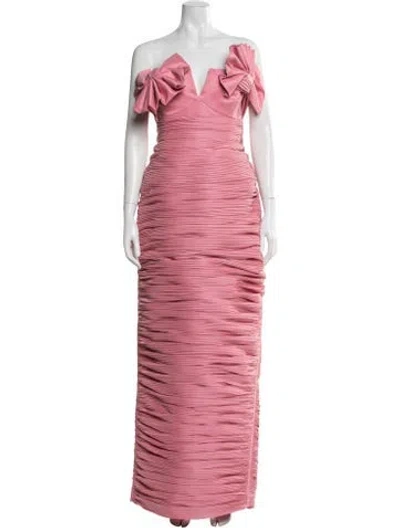 Pre-owned Rachel Gilbert V-neck Long Dress In Pink