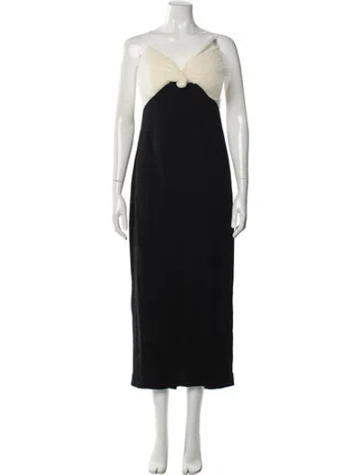 Pre-owned Rachel Gilbert V-neck Long Dress W/ Tags In Black