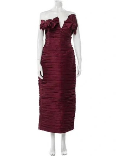 Pre-owned Rachel Gilbert V-neck Long Dress W/ Tags In Burgundy