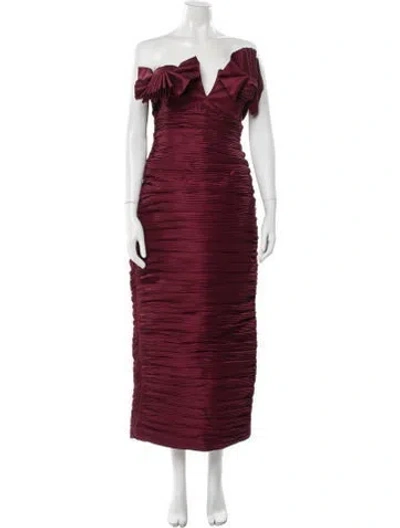 Pre-owned Rachel Gilbert V-neck Long Dress W/ Tags In Burgundy