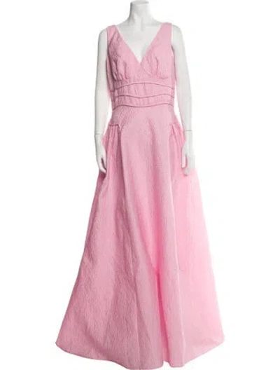 Pre-owned Rachel Gilbert V-neck Long Dress W/ Tags In Pink