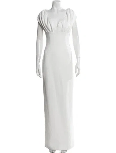 Pre-owned Rachel Gilbert V-neck Long Dress W/ Tags In White