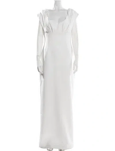 Pre-owned Rachel Gilbert V-neck Long Dress W/ Tags In White