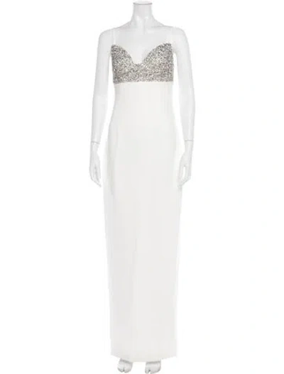 Pre-owned Rachel Gilbert V-neck Long Dress W/ Tags In White