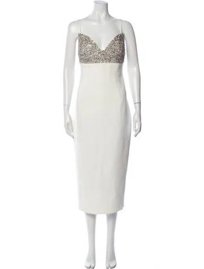Pre-owned Rachel Gilbert V-neck Long Dress In White