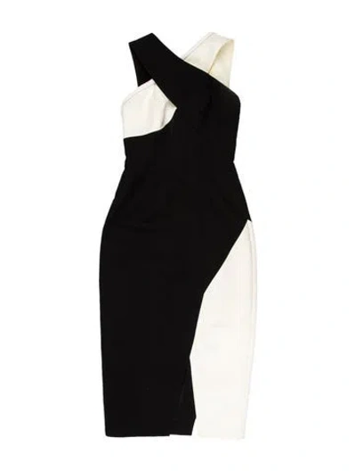 Pre-owned Rachel Gilbert V-neck Midi Length Dress In Black