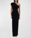 RACHEL GILBERT WINNIE GATHERED ONE-SHOULDER COLUMN GOWN