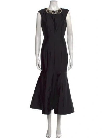 Pre-owned Rachel Gilbert Wool Long Dress In Black