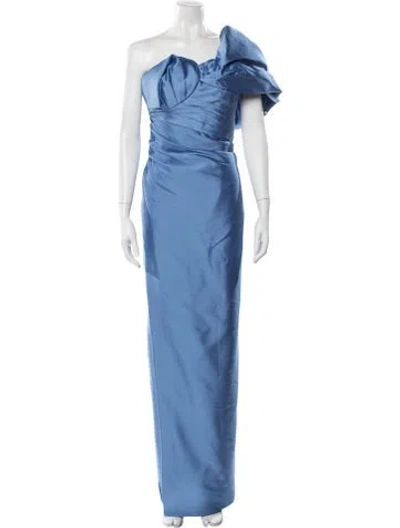Pre-owned Rachel Gilbert Wool Long Dress In Blue