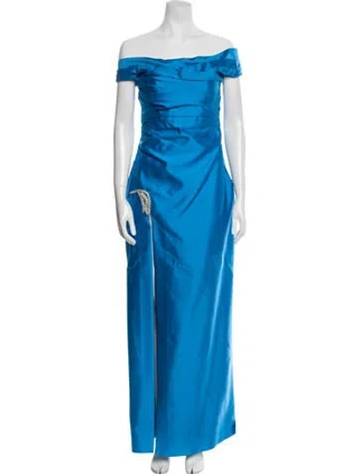 Pre-owned Rachel Gilbert Wool Long Dress W/ Tags In Blue