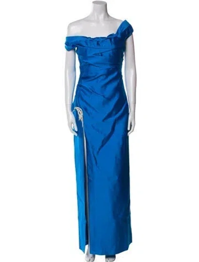 Pre-owned Rachel Gilbert Wool Long Dress W/ Tags In Blue