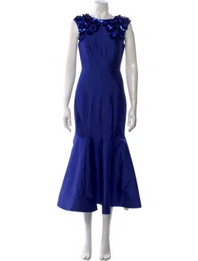 Pre-owned Rachel Gilbert Wool Long Dress W/ Tags In Blue