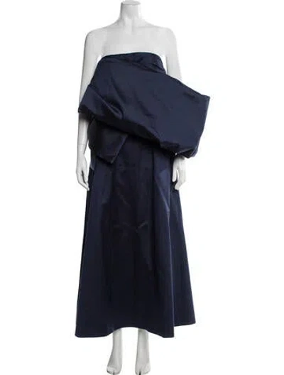 Pre-owned Rachel Gilbert Wool Long Dress W/ Tags In Blue