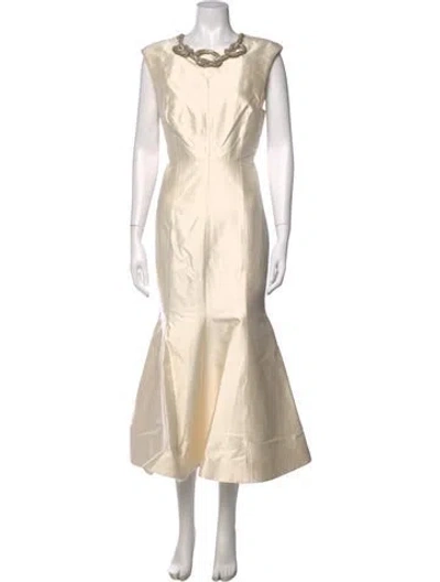 Pre-owned Rachel Gilbert Wool Midi Length Dress In Neutrals