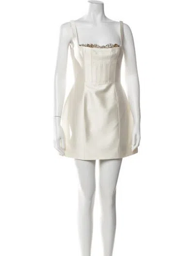 Pre-owned Rachel Gilbert Wool Mini Dress In Neutrals