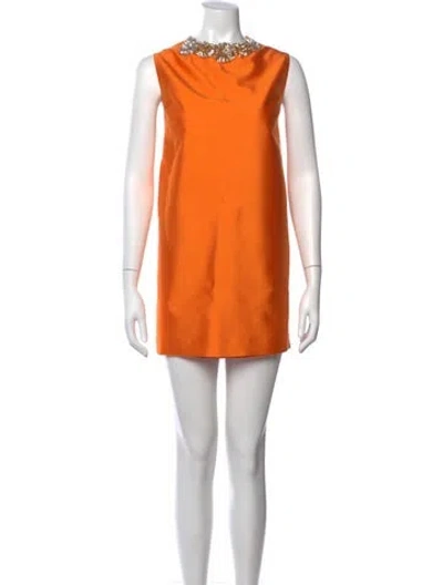 Pre-owned Rachel Gilbert Wool Mini Dress In Orange