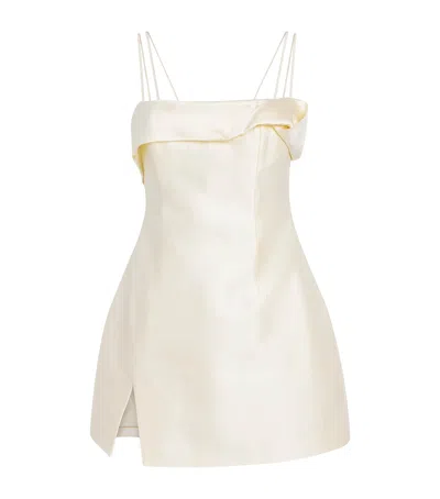 Rachel Gilbert Wool-silk Satin Bronte Mini Dress In White