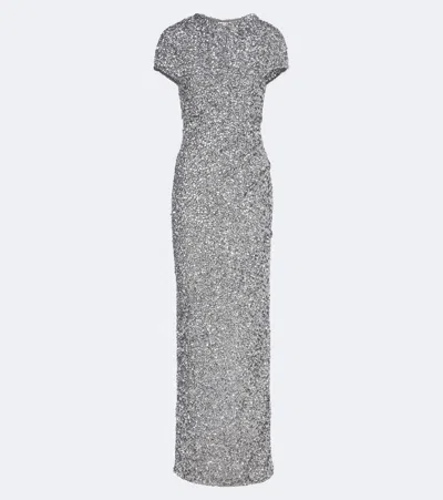 Rachel Gilbert Zayn Embellished Gown In Silver