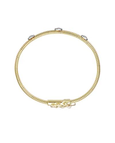 Rachel Glauber 14k Diamond Cz Bangle Bracelet In Gold