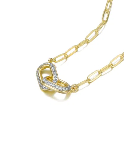 Rachel Glauber 14k Gold Plated Clear Cubic Zirconia Interlocking