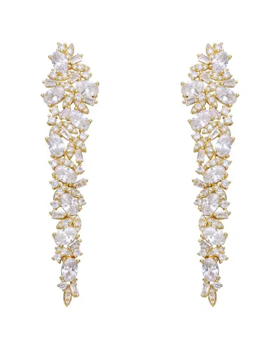 RACHEL GLAUBER RACHEL GLAUBER 14K DIAMOND CZ DANGLE EARRINGS