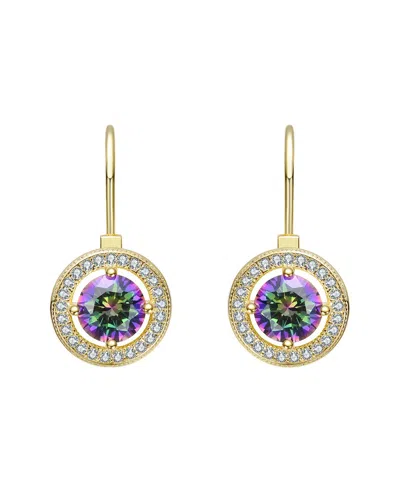 RACHEL GLAUBER RACHEL GLAUBER 14K DIAMOND CZ DANGLE EARRINGS