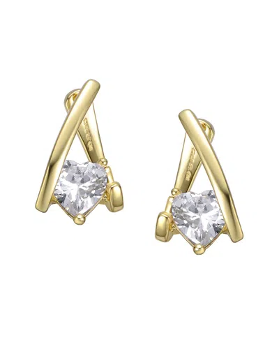 Rachel Glauber Clear Cubic Zirconia Huggie Style Earrings In Whit