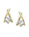 Rachel Glauber Clear Cubic Zirconia Huggie Style Earrings In Whit