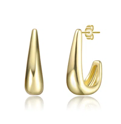 Rachel Glauber 14k Gold Plated Bright Shine J-hoop Earrings