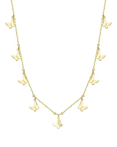 Rachel Glauber 14k Gold Plated Butterfly Symphony Necklace In Brown